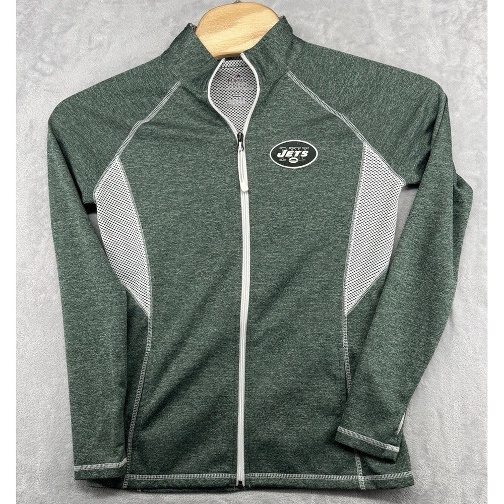 Majestic New York Jets Full Zip Shirt Green Lightweight‎ Women's Size M